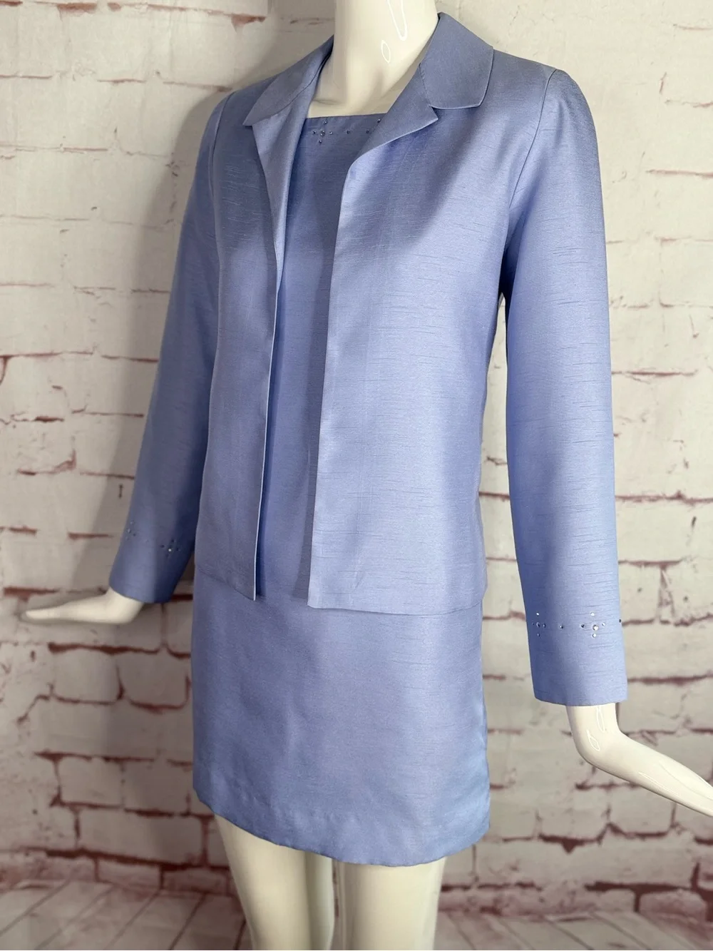 ZOE LTD Girls 16  Cornflower Blue 2 Piece Set Embellished Dress Jacket Suit